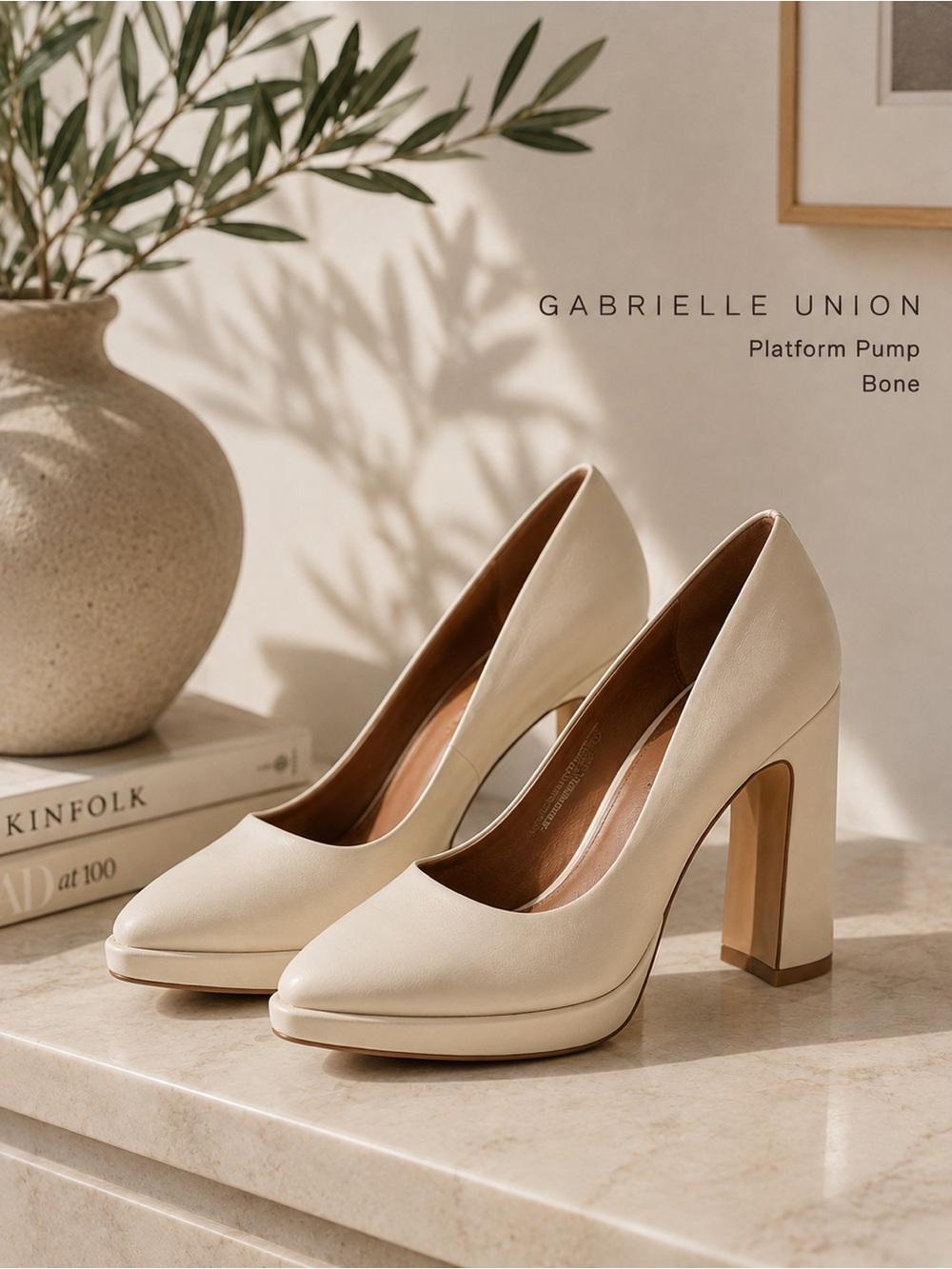 NWT Gabrielle Union Bone Platform Block Heel Pumps Size 9